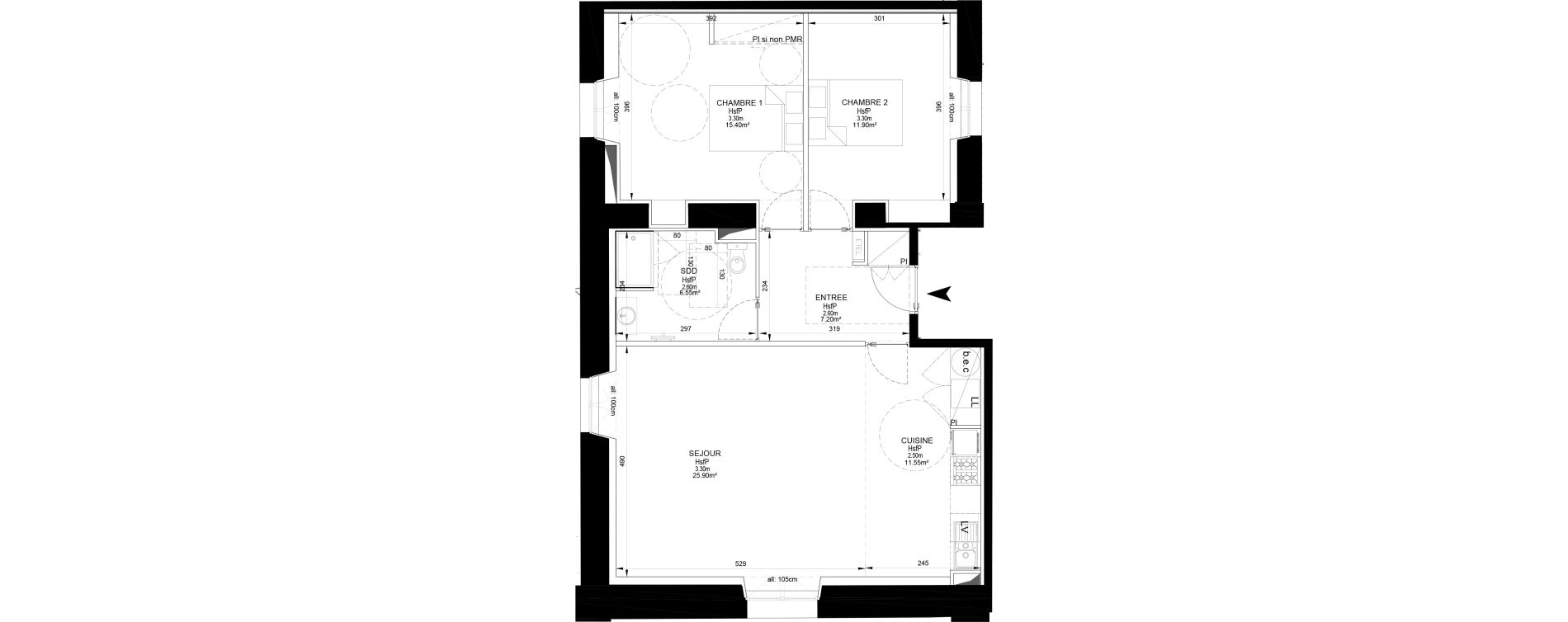 Appartement T3 de 78,50 m2 &agrave; Melun Centre