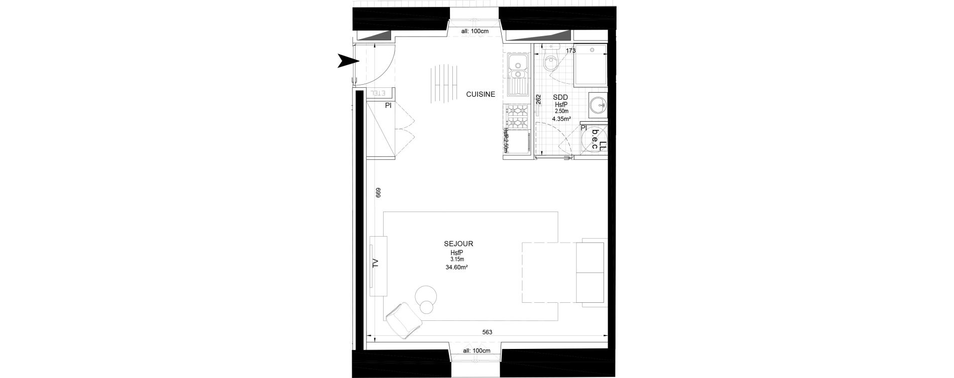 Appartement T1 de 38,95 m2 &agrave; Melun Centre