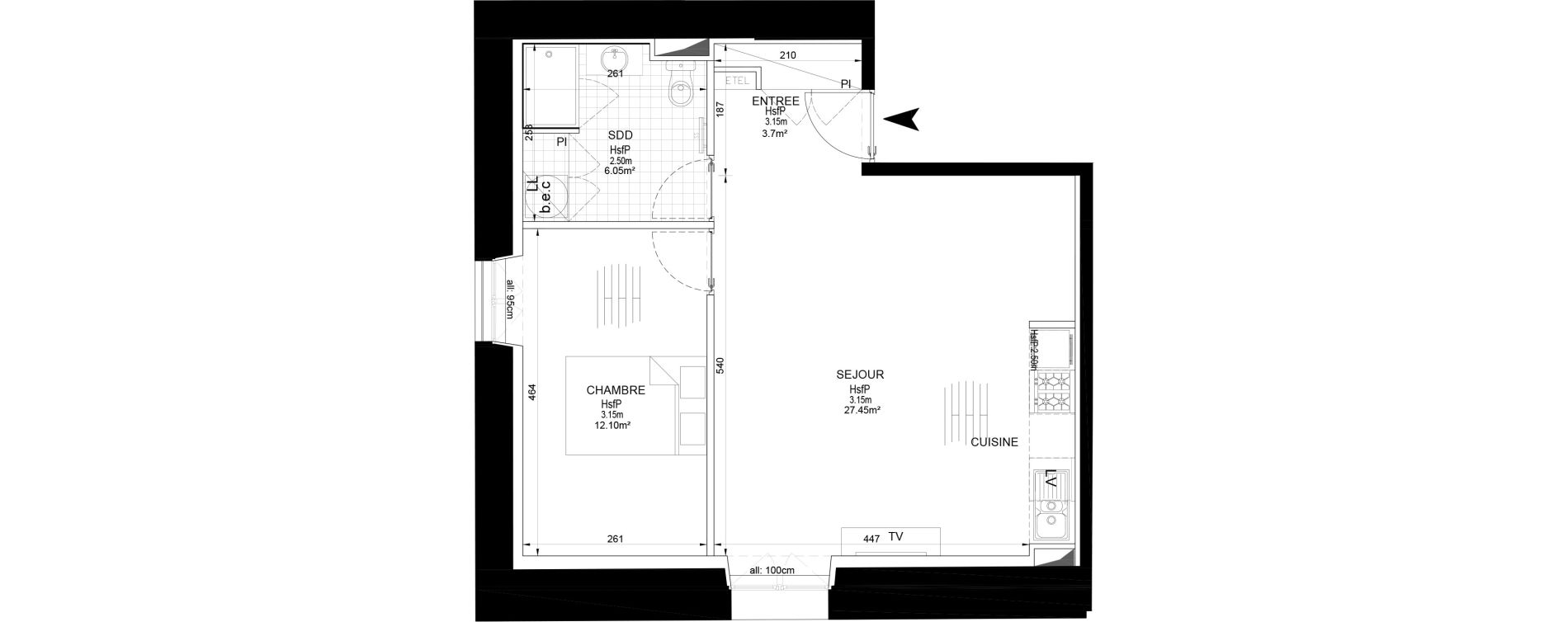 Appartement T2 de 49,30 m2 &agrave; Melun Centre
