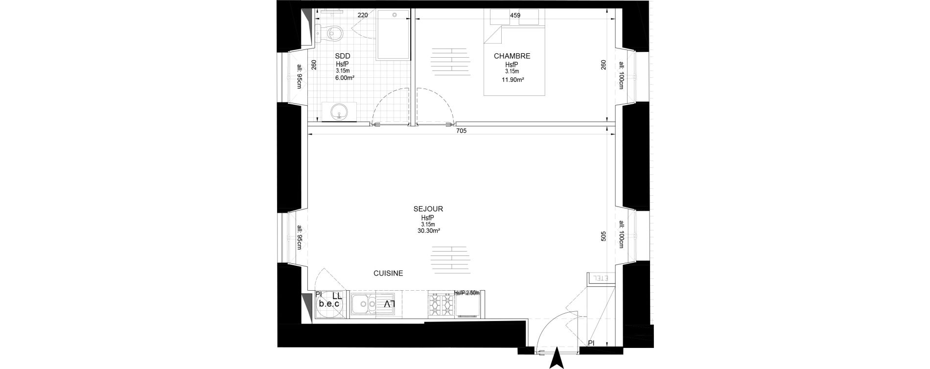 Appartement T2 de 48,20 m2 &agrave; Melun Centre