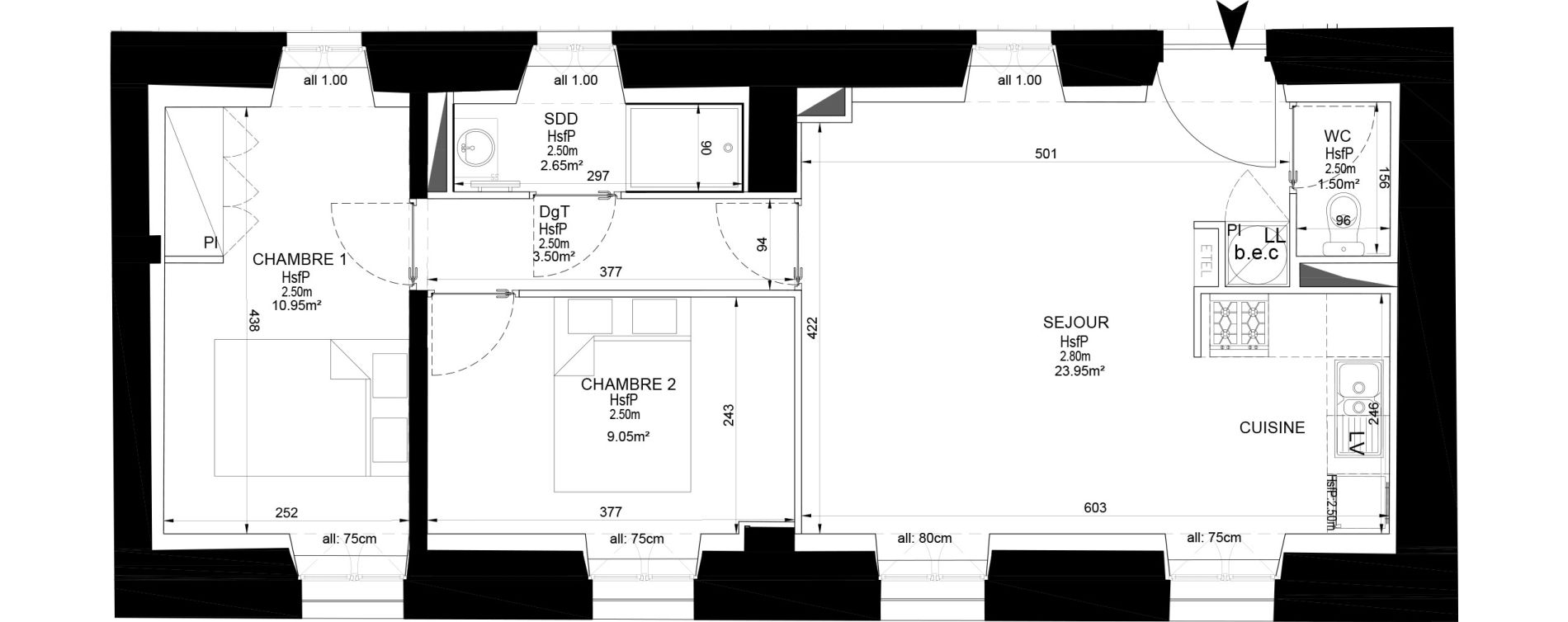 Appartement T3 de 51,60 m2 &agrave; Melun Centre