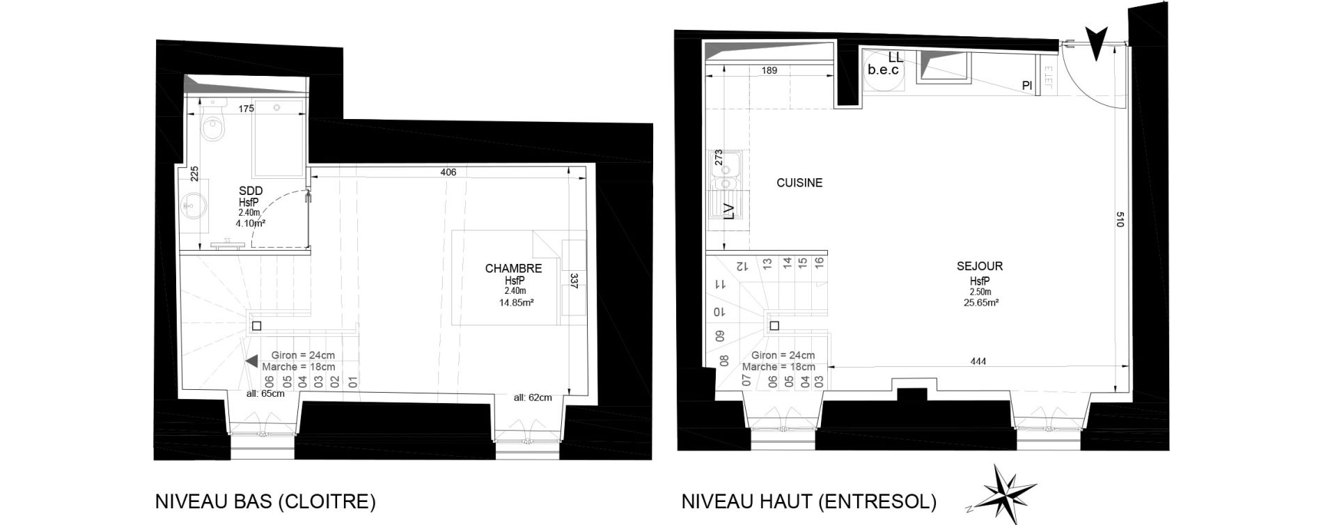 Duplex T2 de 44,60 m2 &agrave; Melun Centre