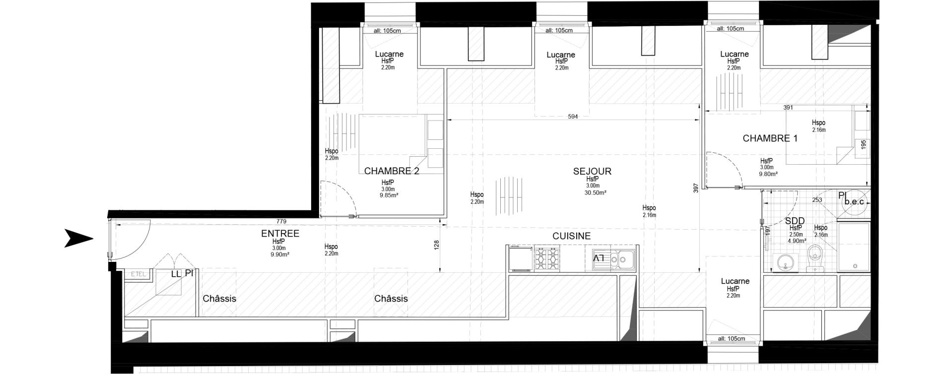Appartement T3 de 64,95 m2 &agrave; Melun Centre