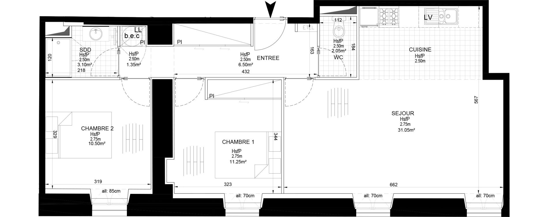 Appartement T3 de 65,80 m2 &agrave; Melun Centre