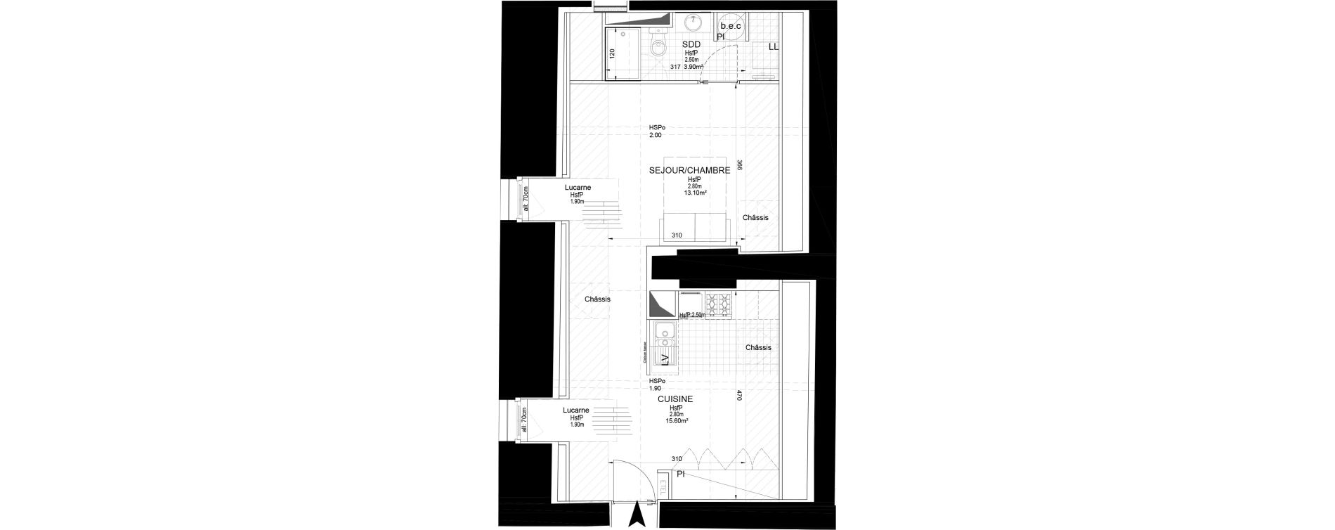 Appartement T1 de 32,60 m2 &agrave; Melun Centre