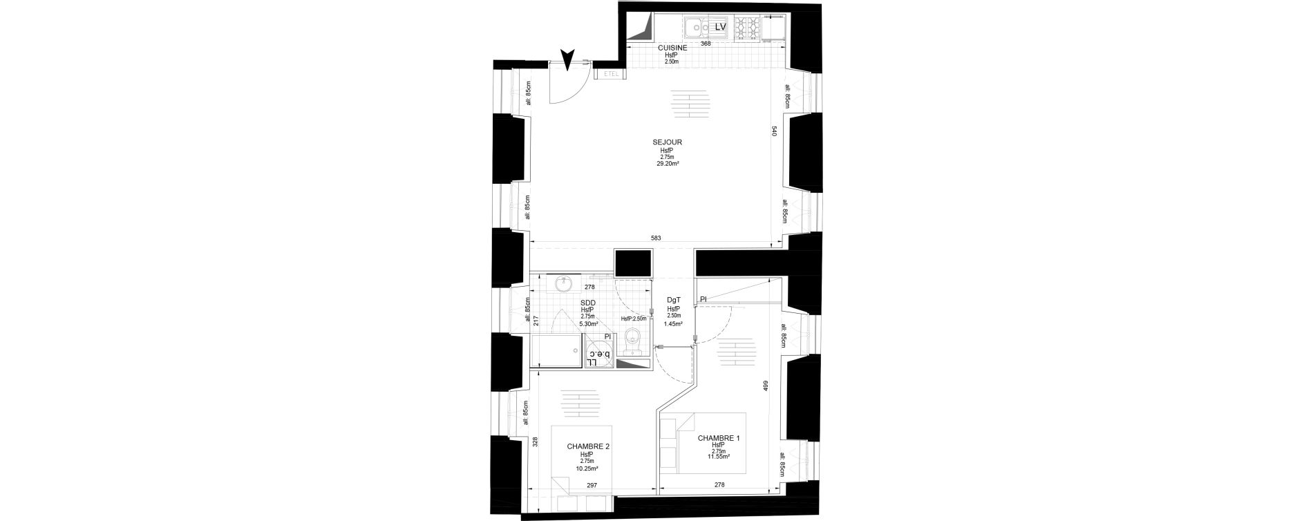 Appartement T3 de 54,25 m2 &agrave; Melun Centre