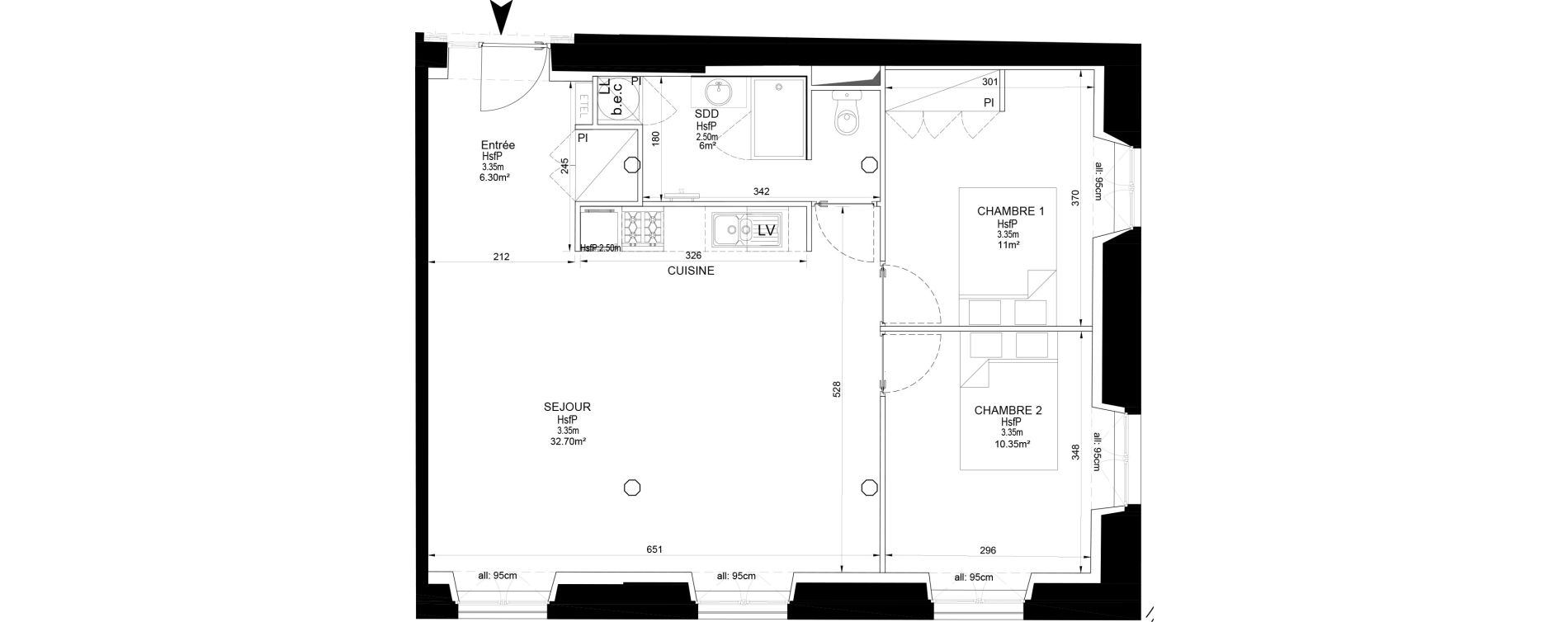 Appartement T3 de 66,35 m2 &agrave; Melun Centre