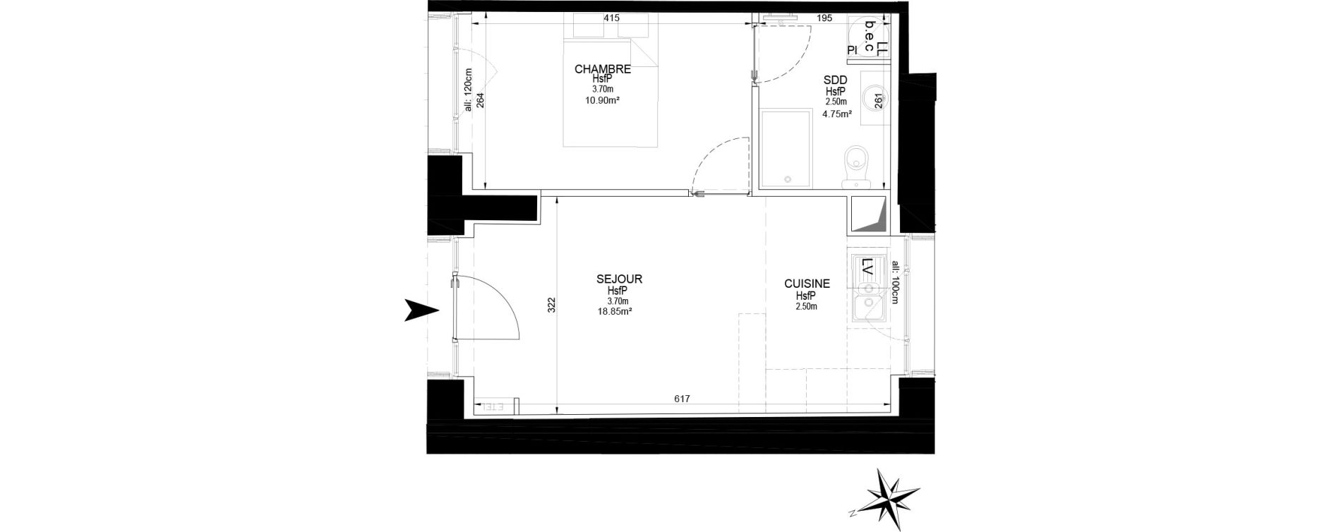Appartement T2 de 34,50 m2 &agrave; Melun Centre