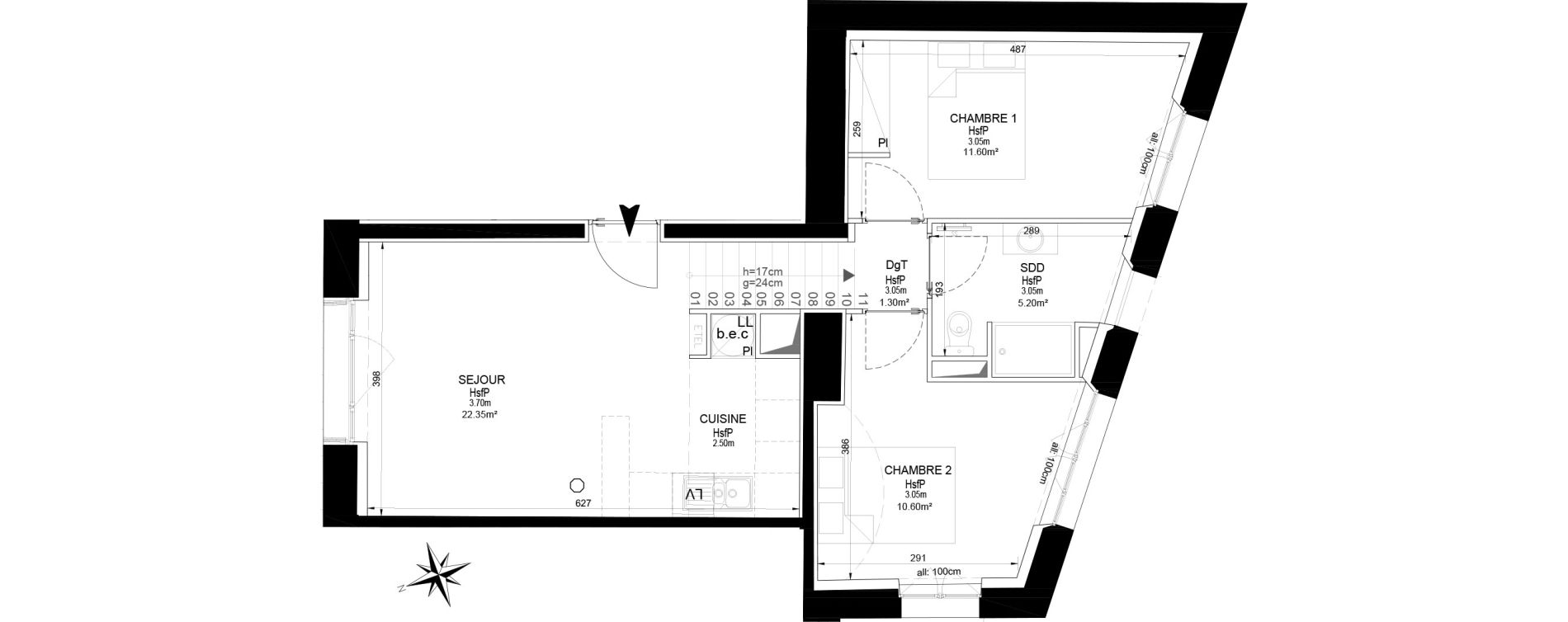 Appartement T3 de 51,05 m2 &agrave; Melun Centre