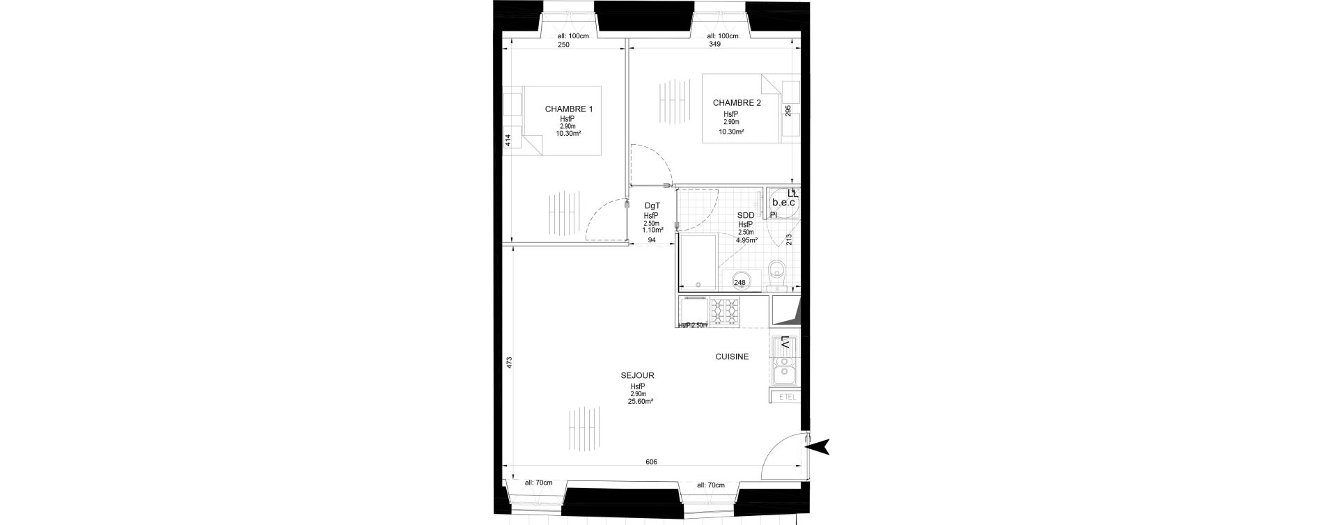 Appartement T3 de 52,25 m2 &agrave; Melun Centre
