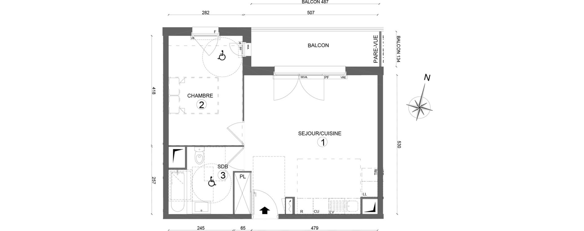 Appartement T2 de 44,55 m2 &agrave; Melun Woodi