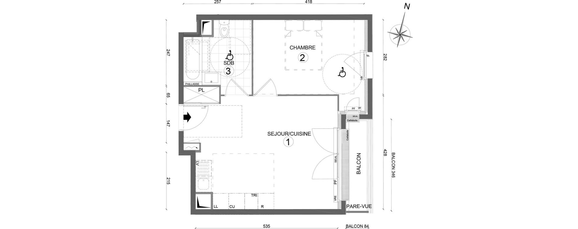 Appartement T2 de 42,05 m2 &agrave; Melun Woodi