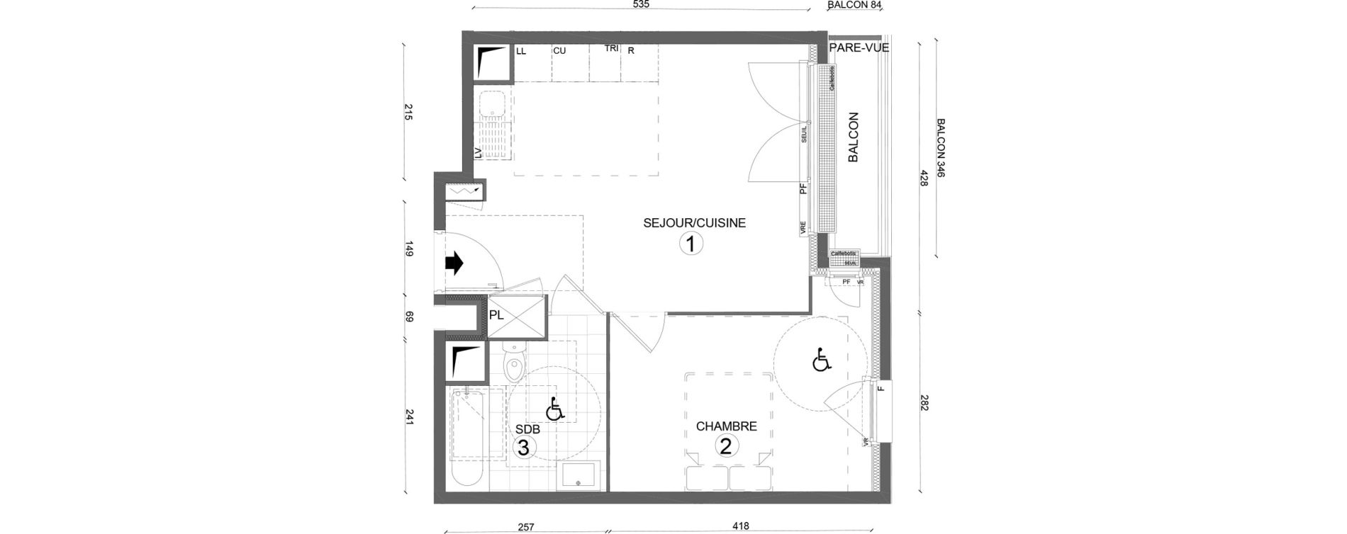 Appartement T2 de 41,75 m2 &agrave; Melun Woodi
