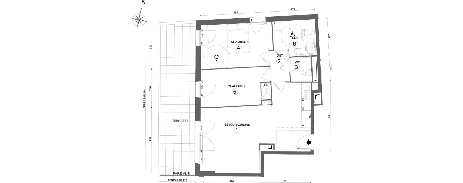 Appartement T3 de 62,10 m2 &agrave; Melun Woodi