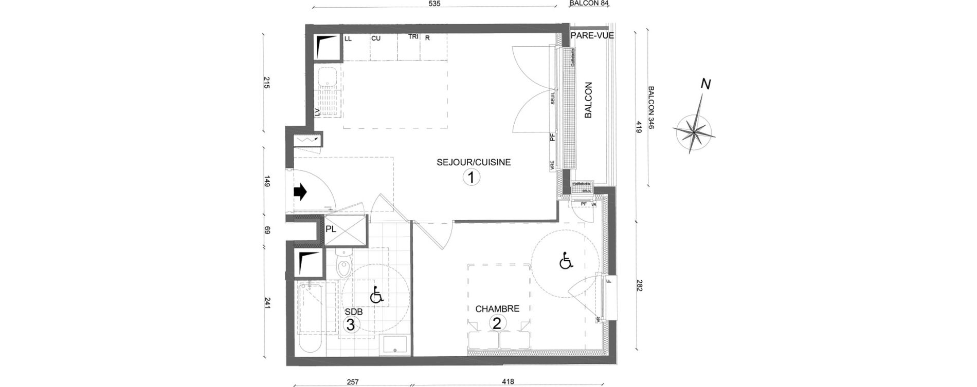 Appartement T2 de 41,40 m2 &agrave; Melun Woodi