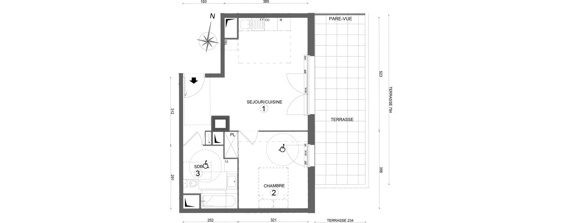 Appartement T2 de 42,85 m2 &agrave; Melun Woodi