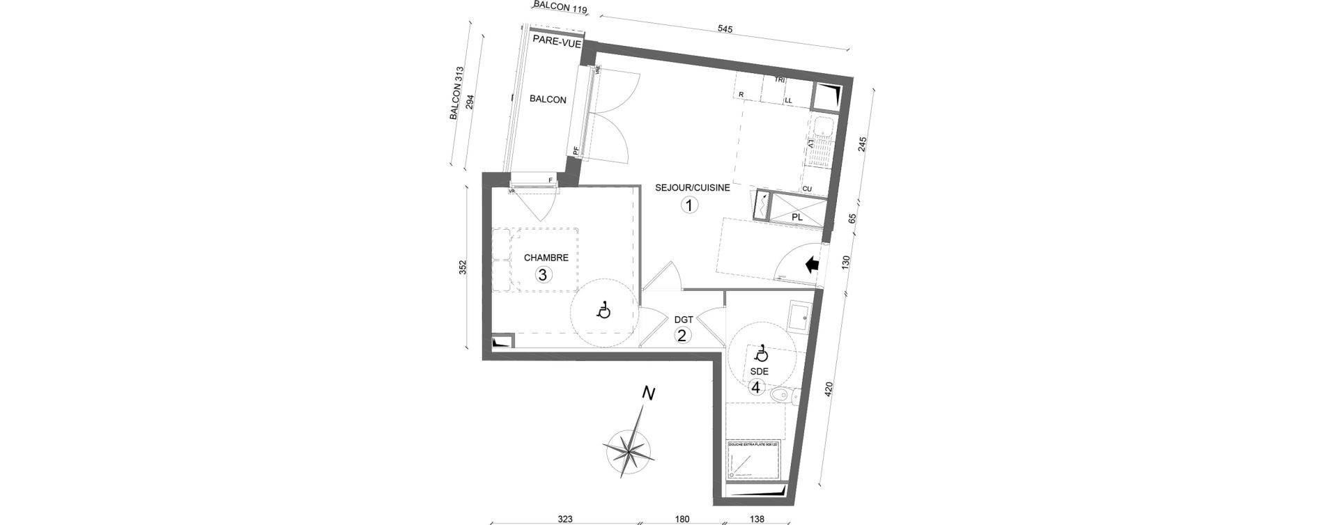 Appartement T2 de 42,60 m2 &agrave; Melun Woodi