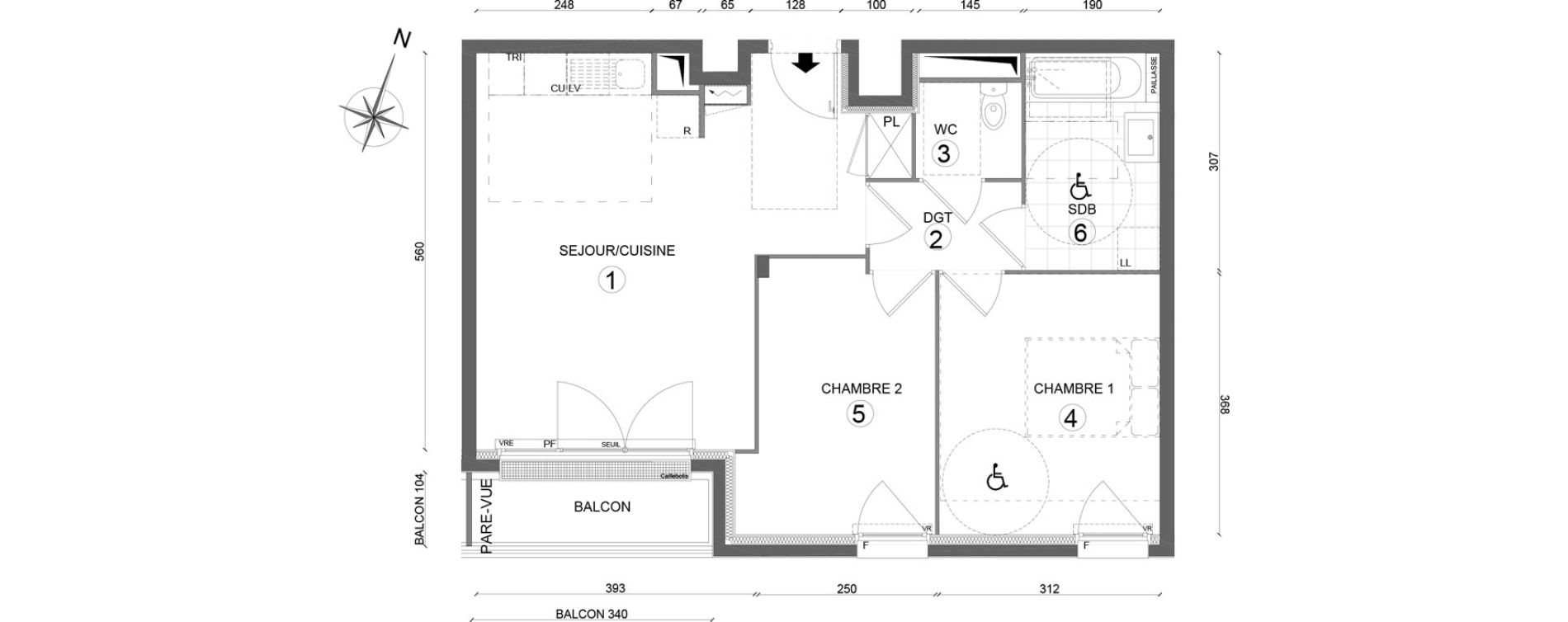 Appartement T3 de 57,70 m2 &agrave; Melun Woodi