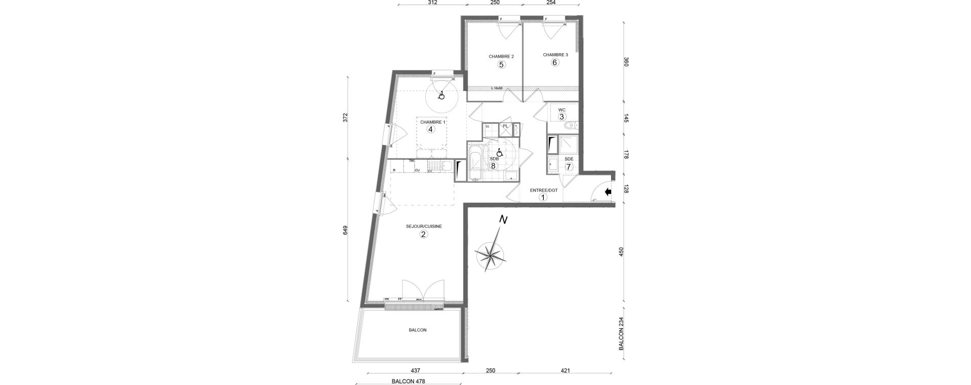 Appartement T4 de 79,65 m2 &agrave; Melun Woodi