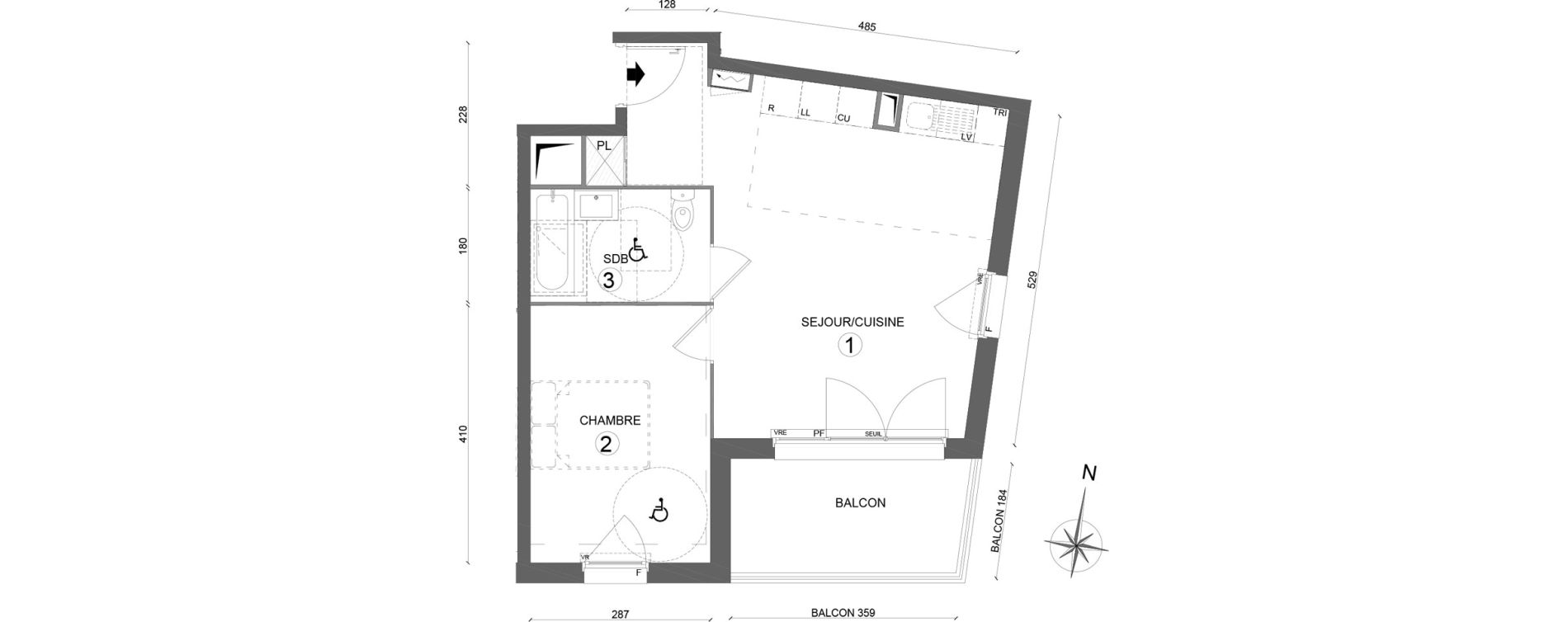 Appartement T2 de 44,40 m2 &agrave; Melun Woodi