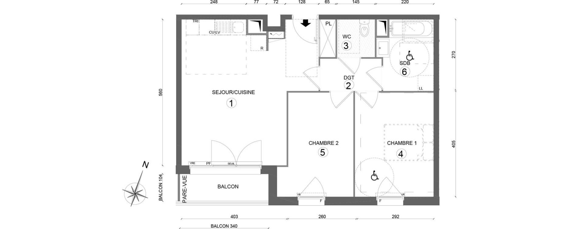 Appartement T3 de 59,40 m2 &agrave; Melun Woodi