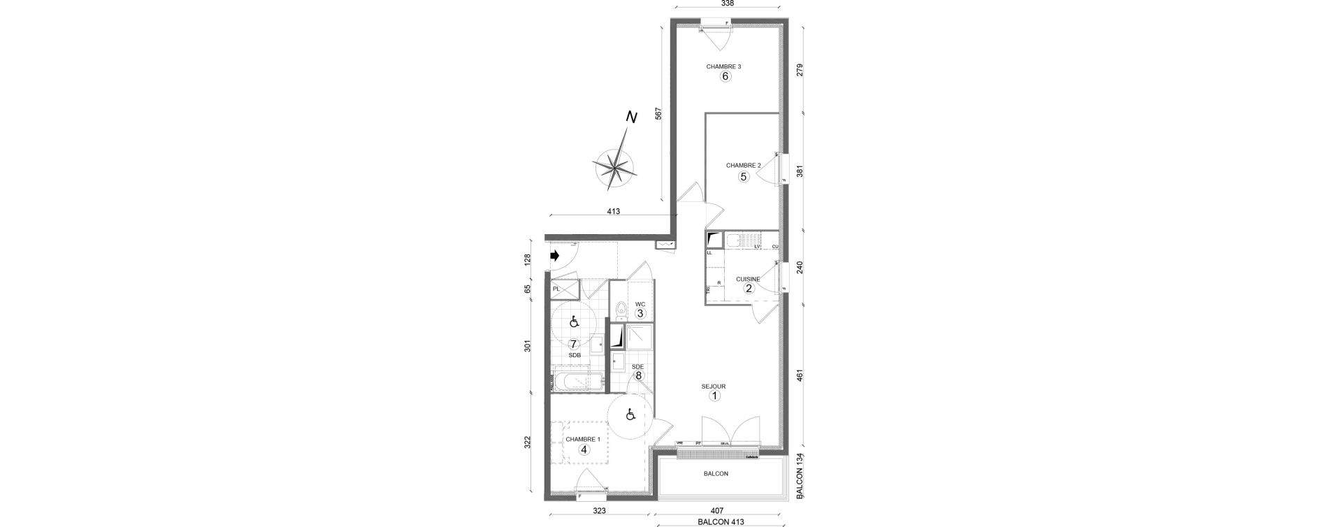 Appartement T4 de 76,45 m2 &agrave; Melun Woodi
