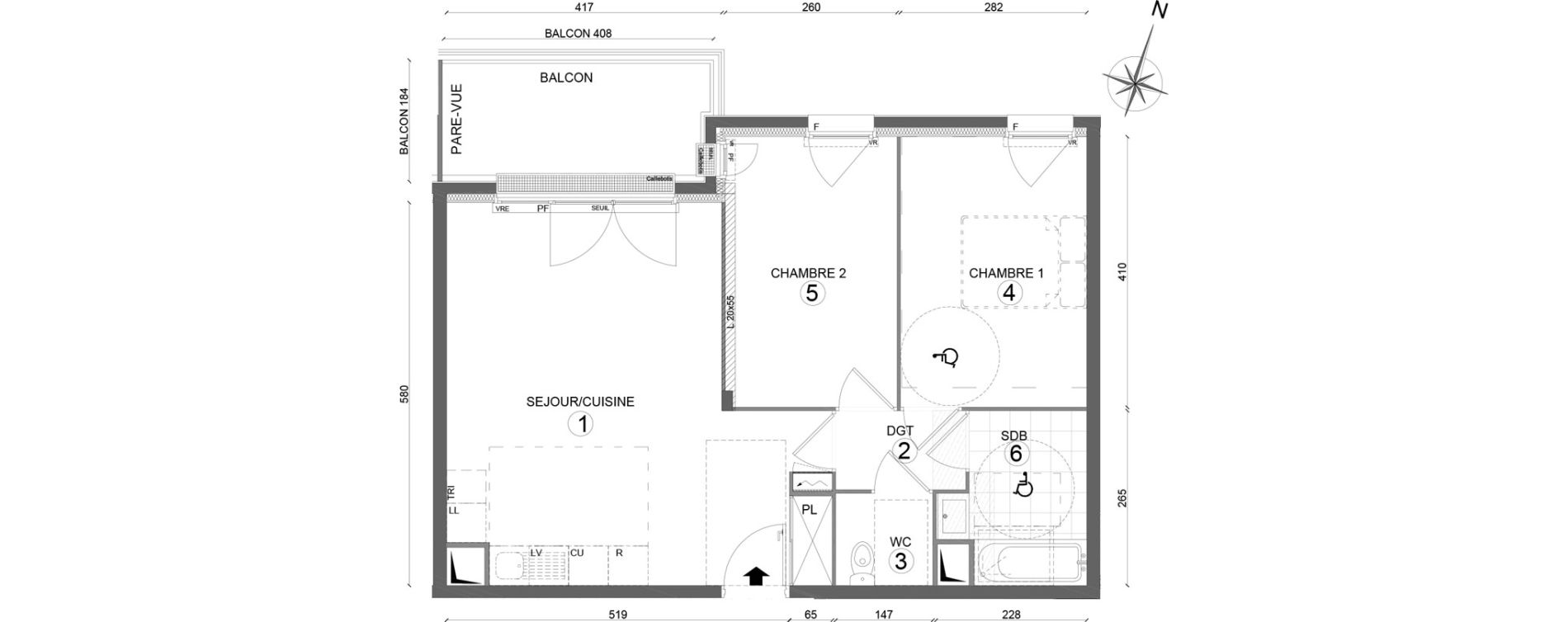 Appartement T3 de 59,55 m2 &agrave; Melun Woodi