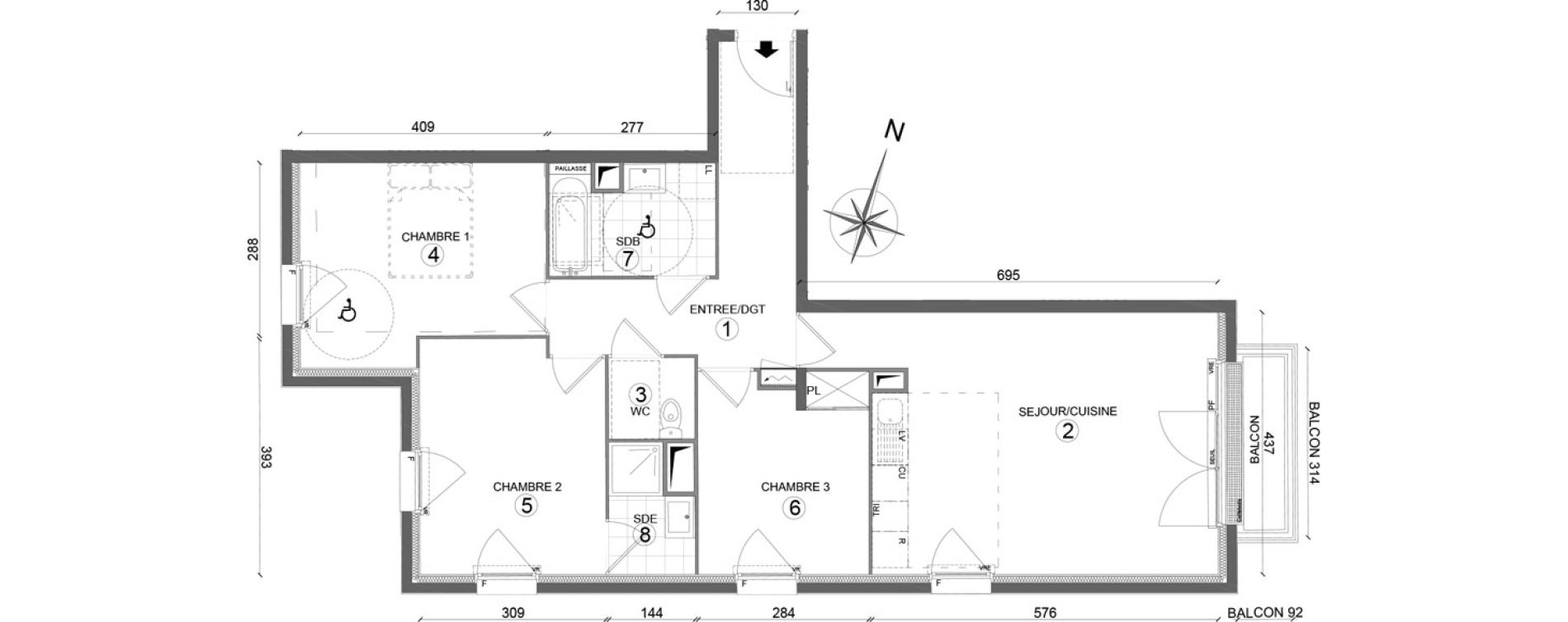 Appartement T4 de 80,30 m2 &agrave; Melun Woodi
