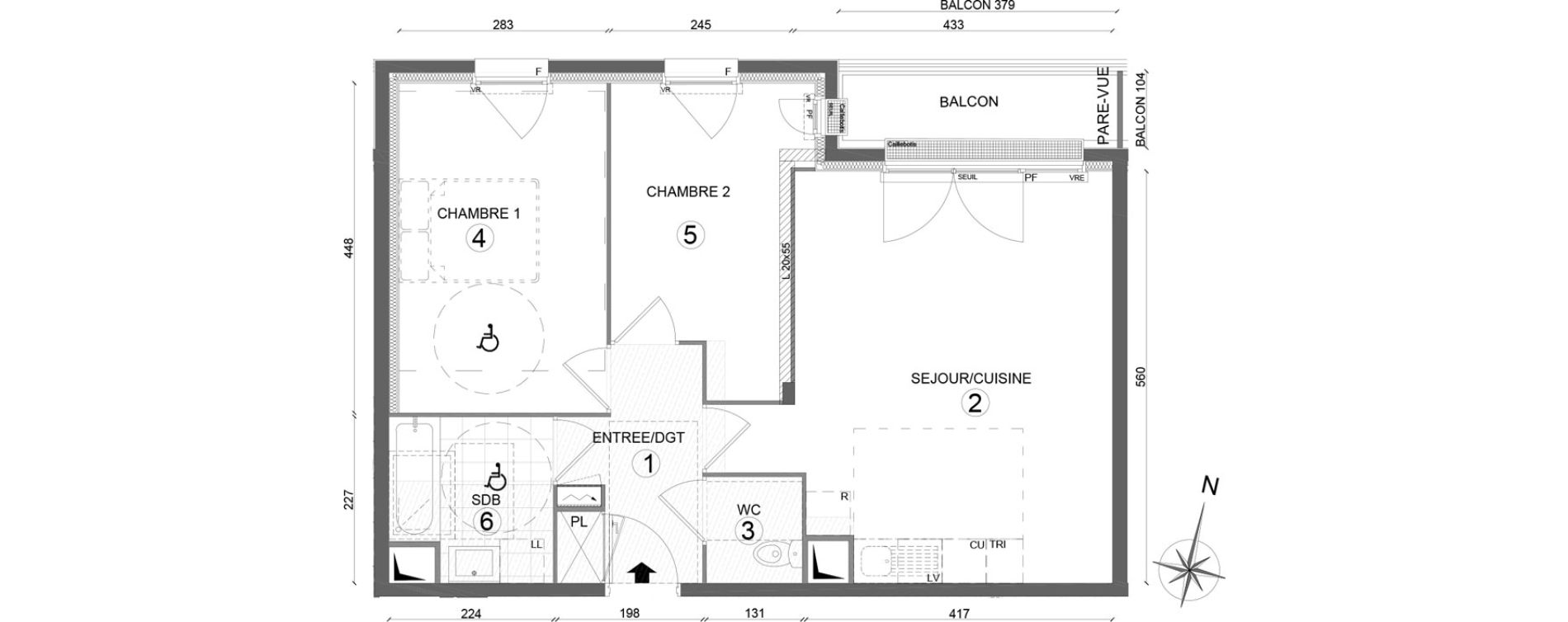 Appartement T3 de 59,25 m2 &agrave; Melun Woodi