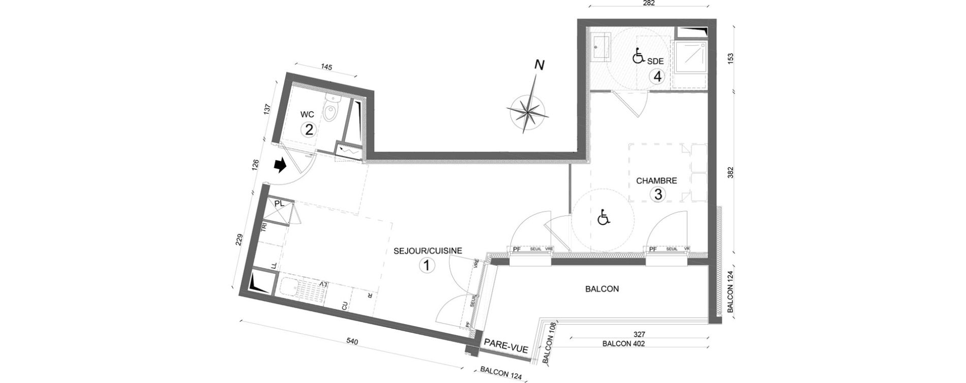 Appartement T2 de 41,40 m2 &agrave; Melun Woodi