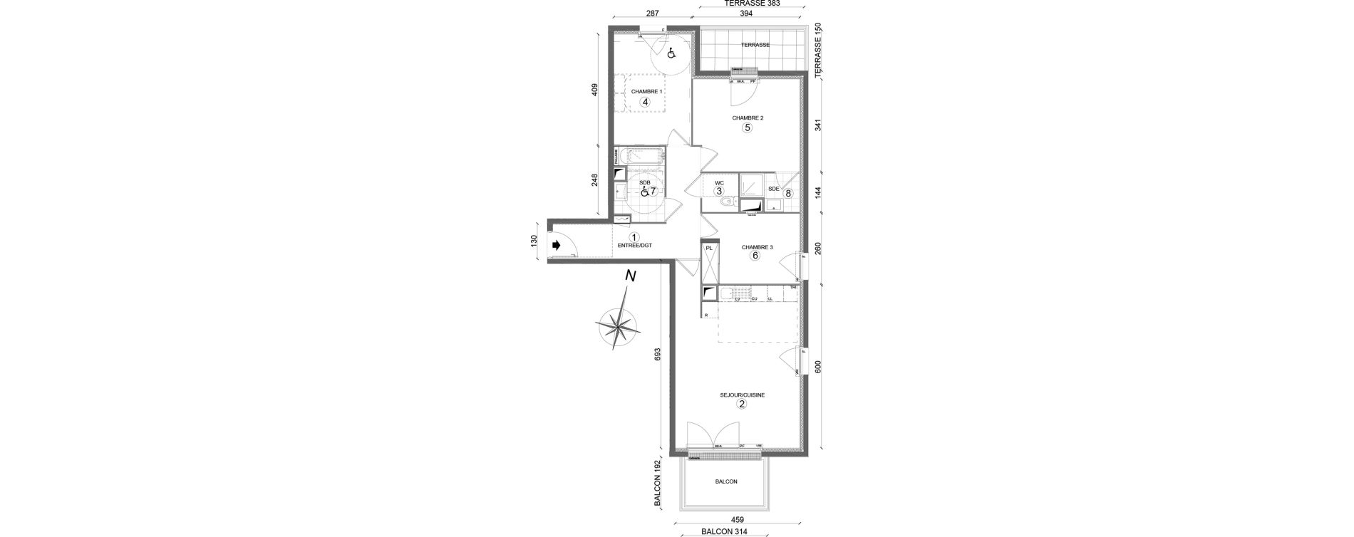 Appartement T4 de 82,15 m2 &agrave; Melun Woodi