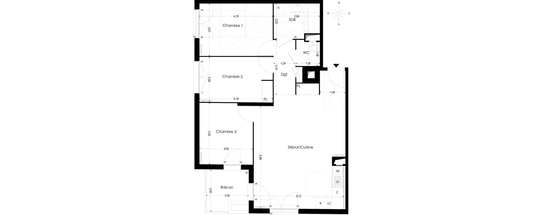 Appartement T4 de 80,61 m2 &agrave; Melun Woodi