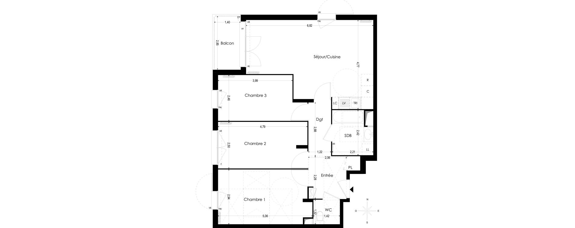 Appartement T4 de 78,80 m2 &agrave; Melun Woodi