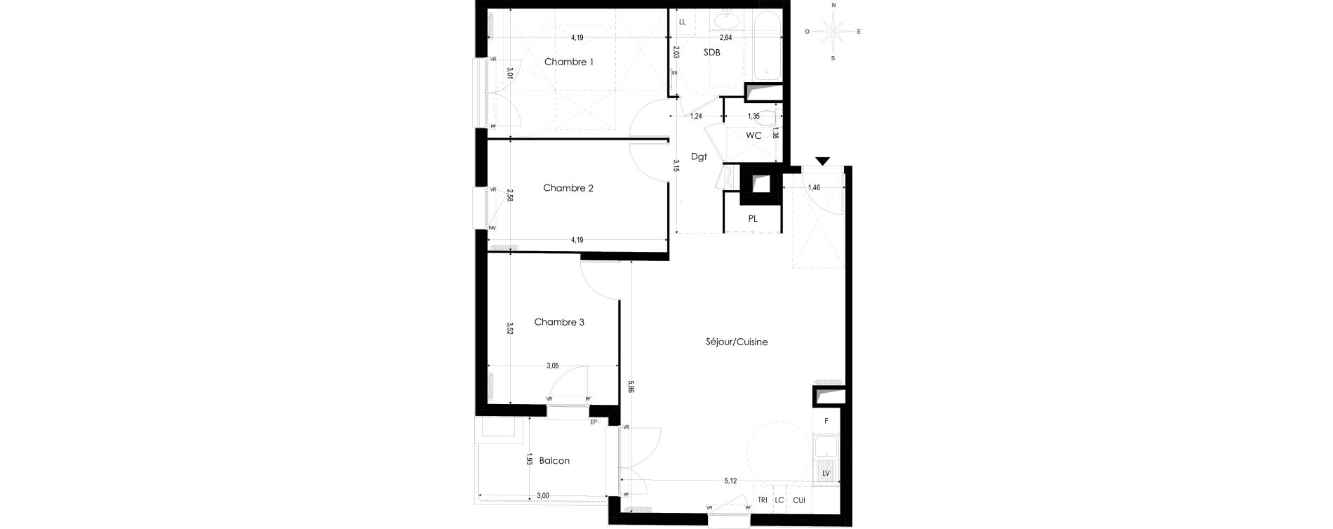 Appartement T4 de 80,73 m2 &agrave; Melun Woodi