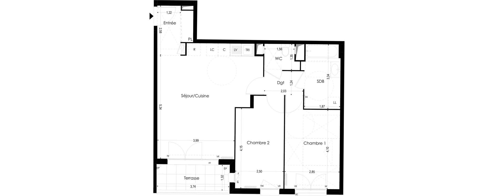 Appartement T3 de 65,96 m2 &agrave; Melun Woodi