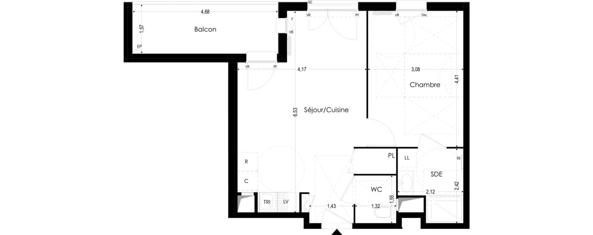 Appartement T2 de 44,61 m2 &agrave; Melun Woodi