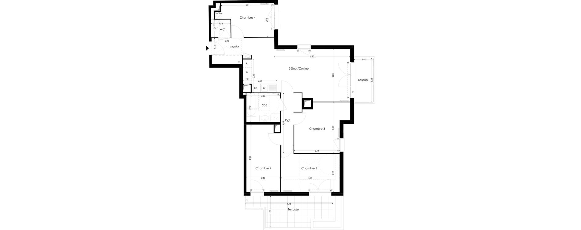 Appartement T5 de 91,96 m2 &agrave; Melun Woodi