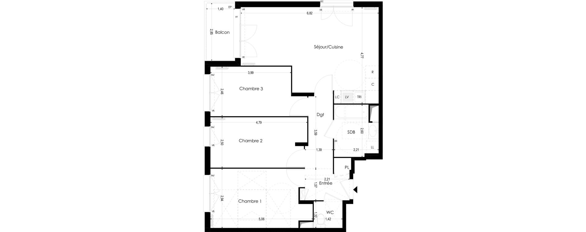 Appartement T4 de 78,26 m2 &agrave; Melun Woodi