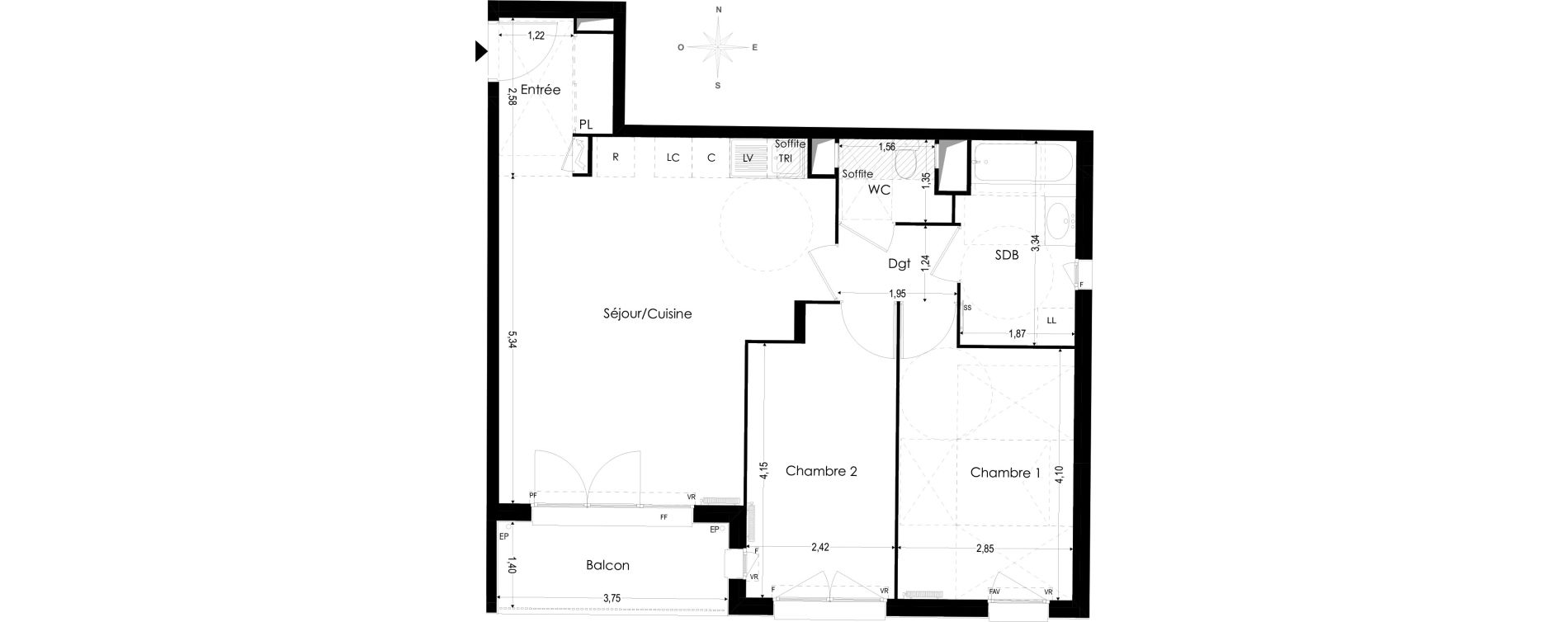 Appartement T3 de 65,41 m2 &agrave; Melun Woodi