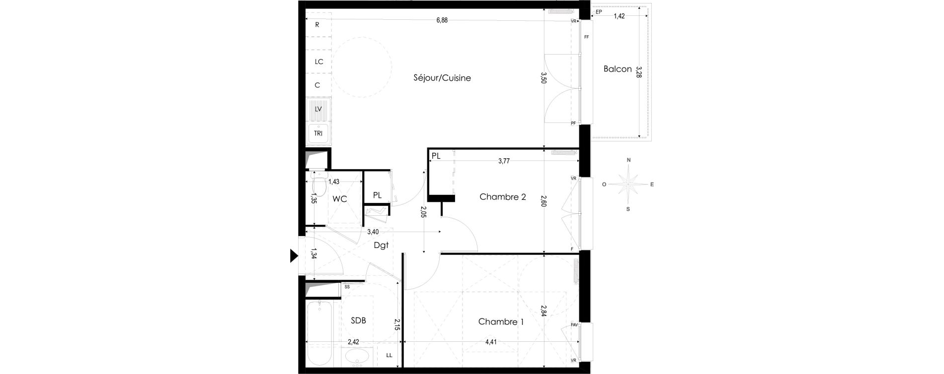 Appartement T3 de 60,01 m2 &agrave; Melun Woodi