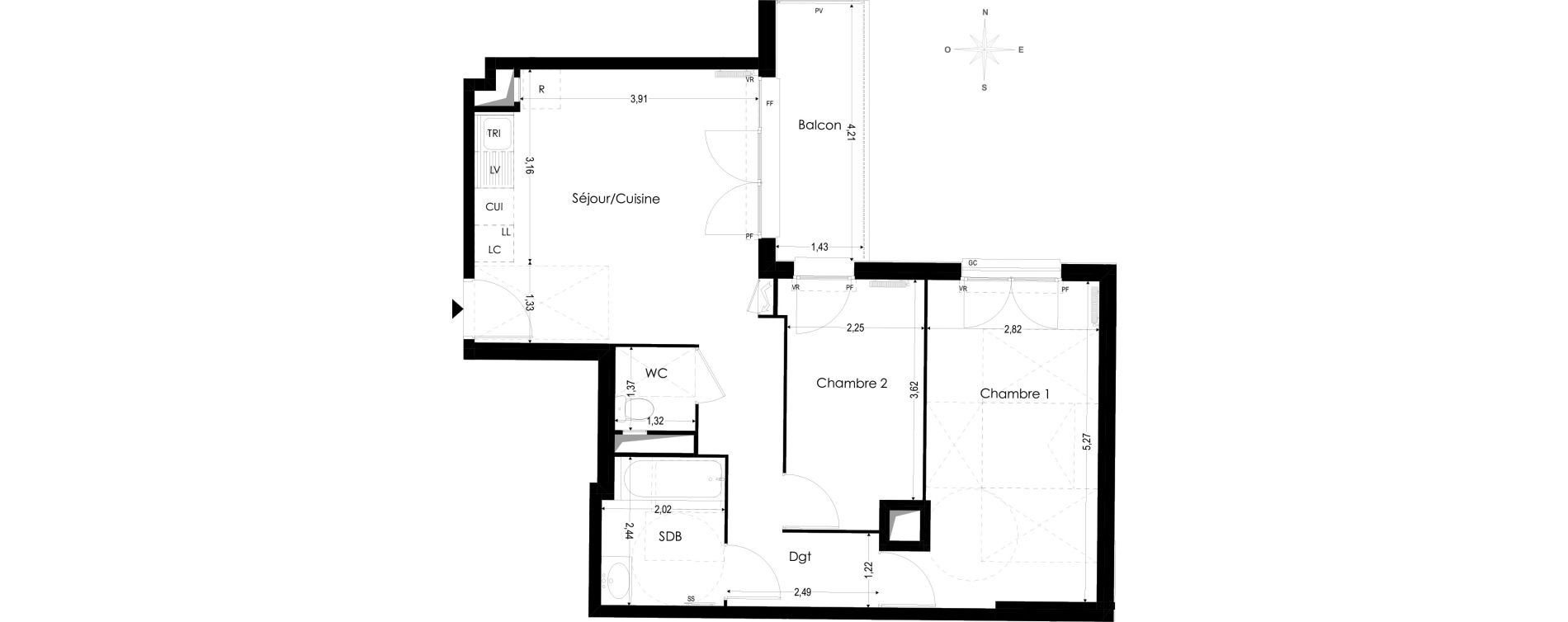 Appartement T3 de 58,54 m2 &agrave; Melun Woodi
