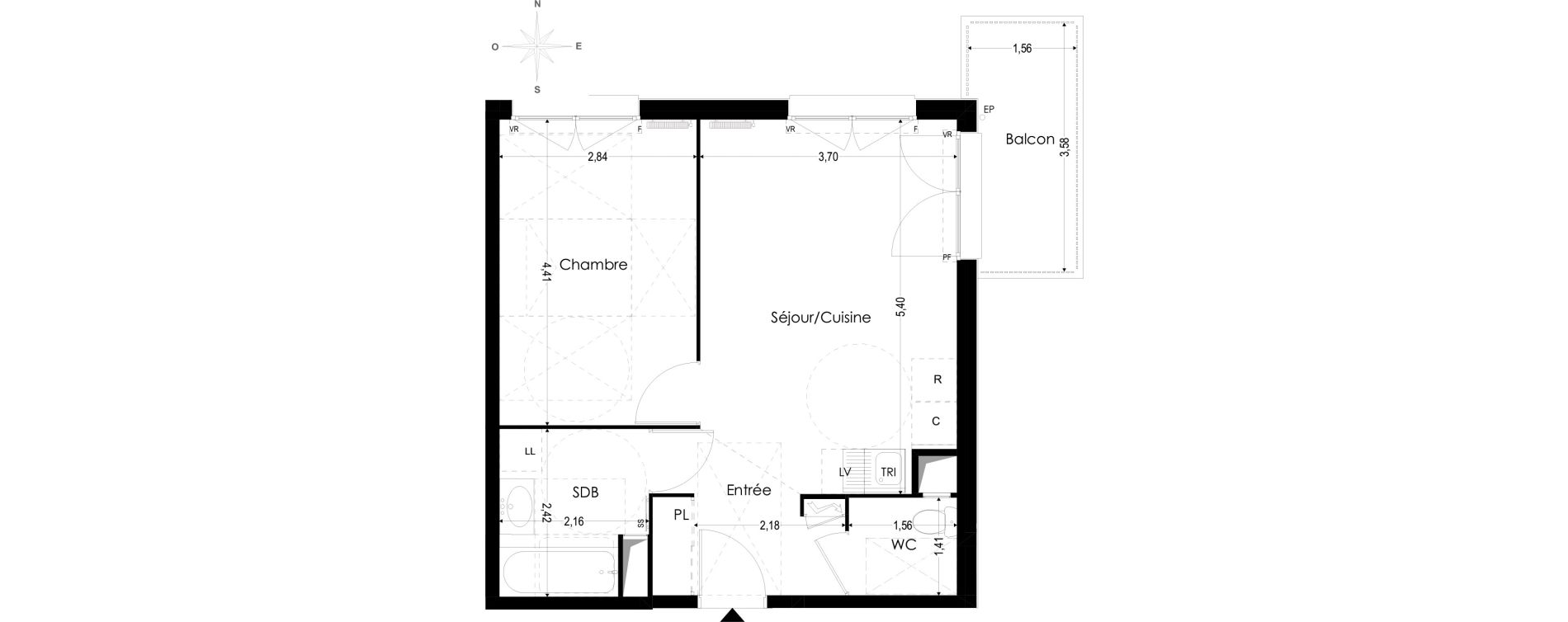 Appartement T2 de 43,57 m2 &agrave; Melun Woodi