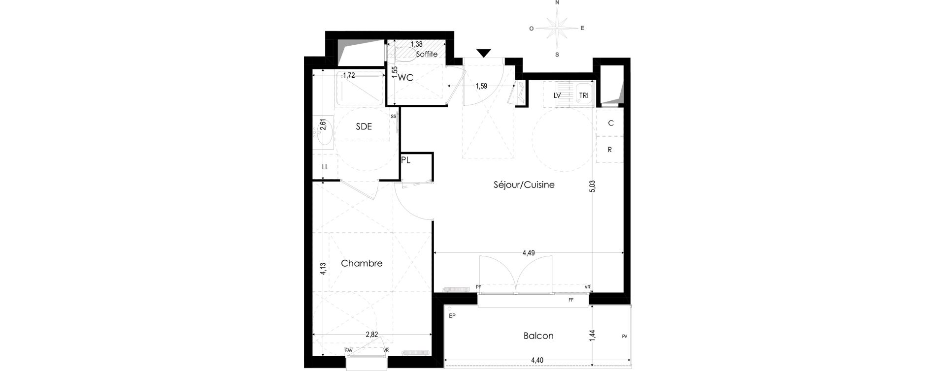 Appartement T2 de 42,43 m2 &agrave; Melun Woodi
