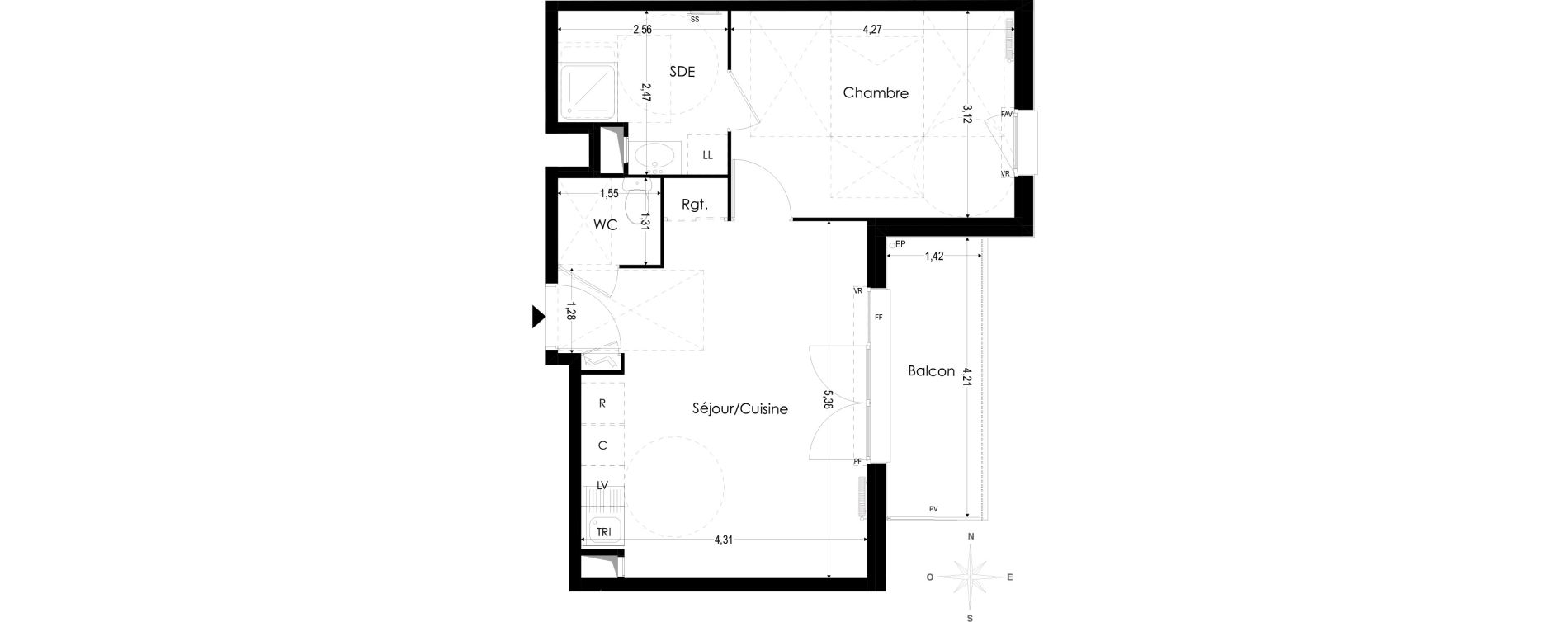 Appartement T2 de 43,72 m2 &agrave; Melun Woodi