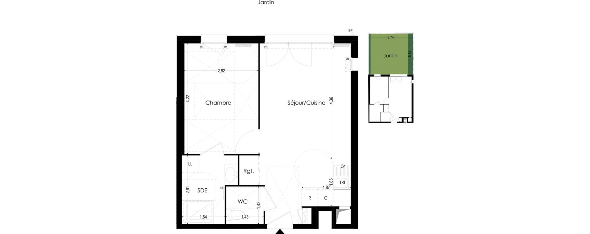 Appartement T2 de 43,09 m2 &agrave; Melun Woodi