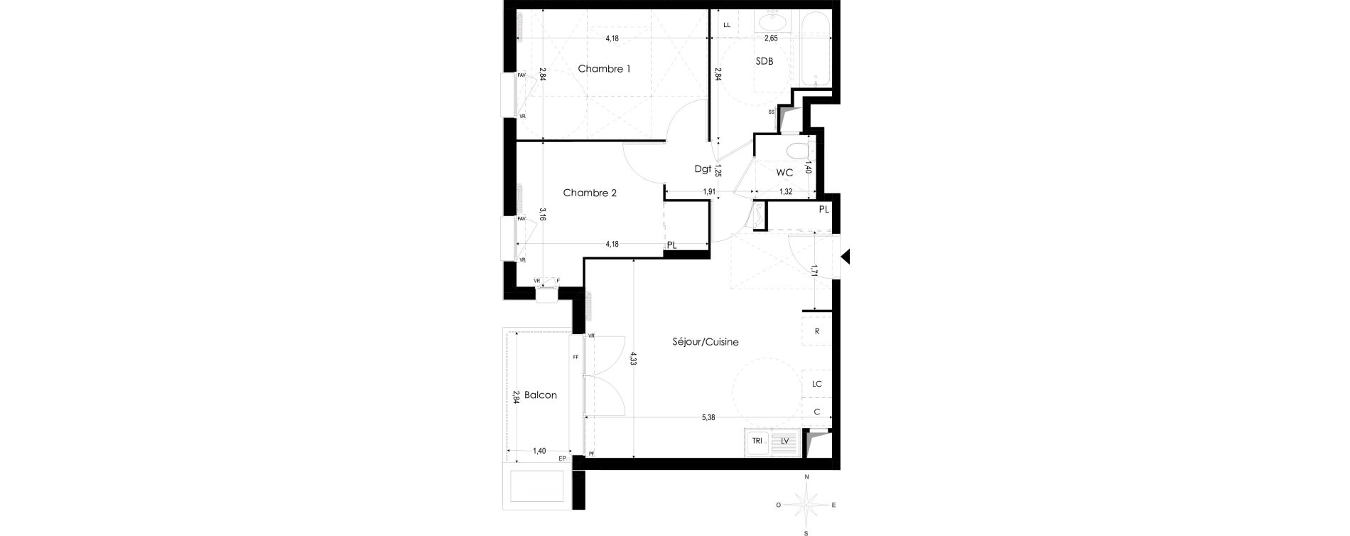 Appartement T3 de 58,30 m2 &agrave; Melun Woodi