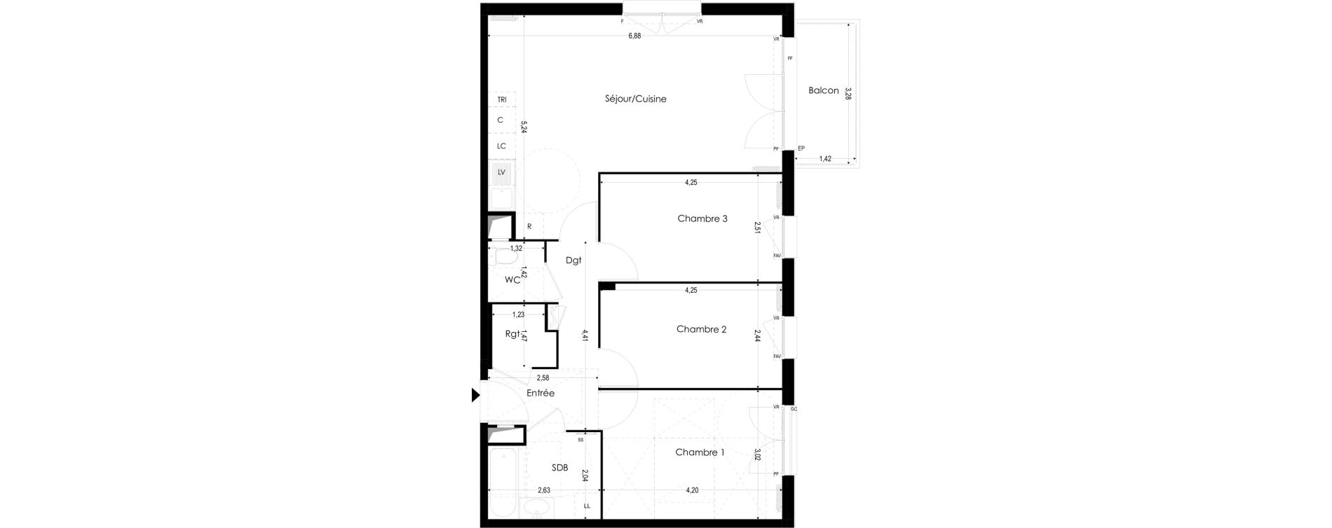 Appartement T4 de 78,44 m2 &agrave; Melun Woodi