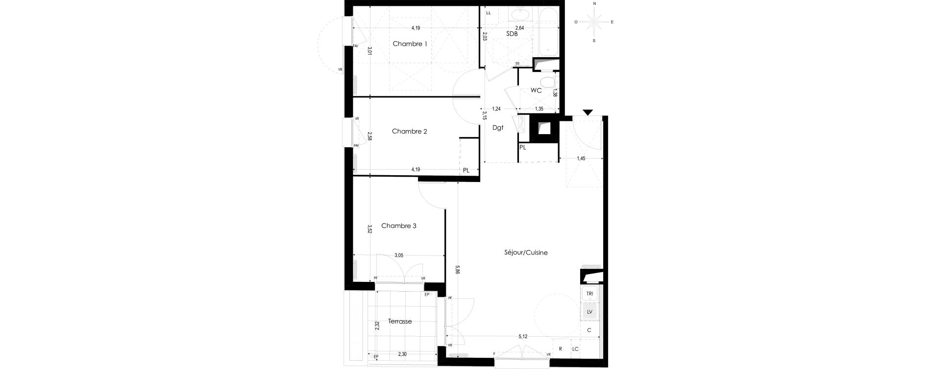 Appartement T4 de 80,61 m2 &agrave; Melun Woodi