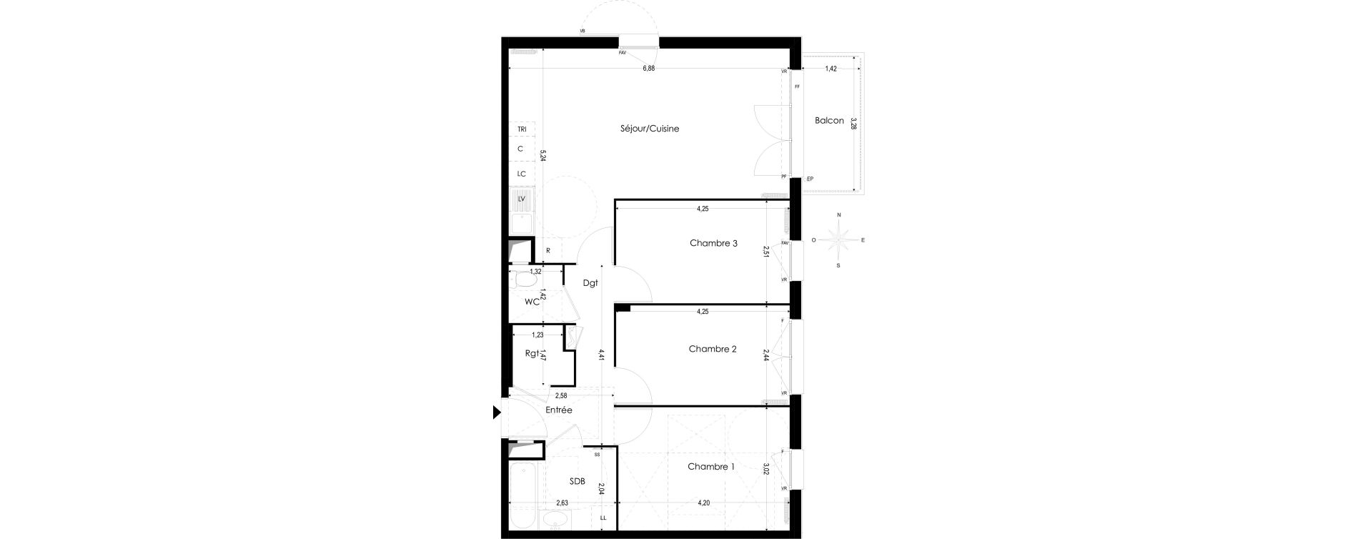 Appartement T4 de 78,44 m2 &agrave; Melun Woodi