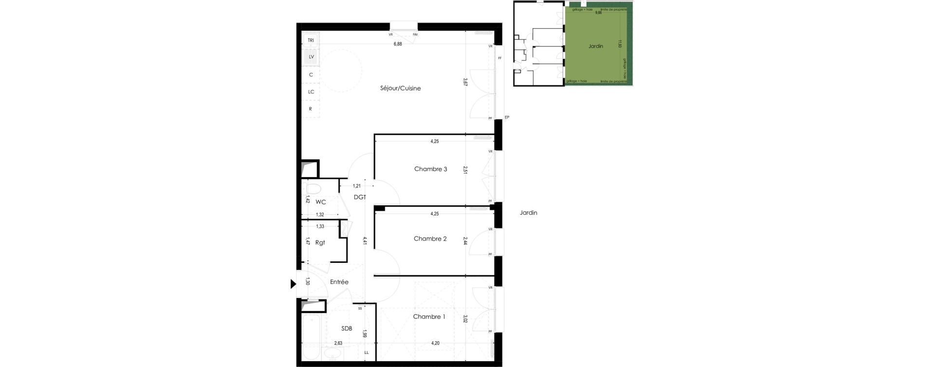 Appartement T4 de 78,47 m2 &agrave; Melun Woodi